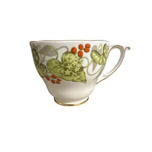 Black Bryony Roslyn Fine Bone China Tea Cup With Gold Trim & Floral Design Made